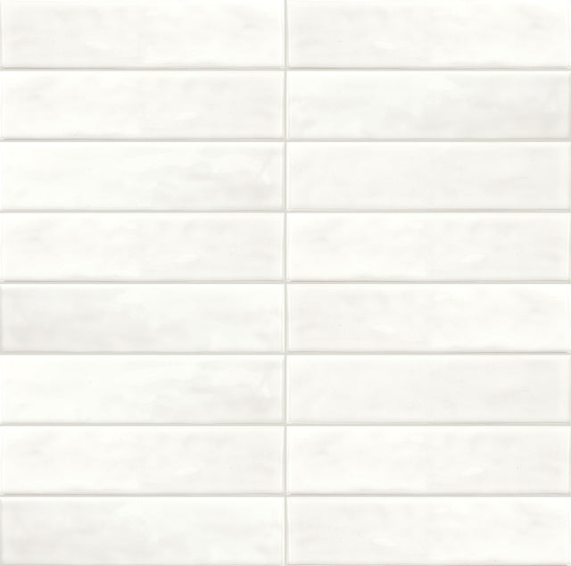 Daltile Core Crafted True White Rectangle 2x8 Handcrafted Glossy Wall Tile