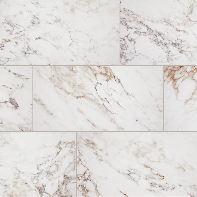 Daltile Stainmaster Calacatta Gem Rectangle 12x24 Stepwise Matte Floor Tile