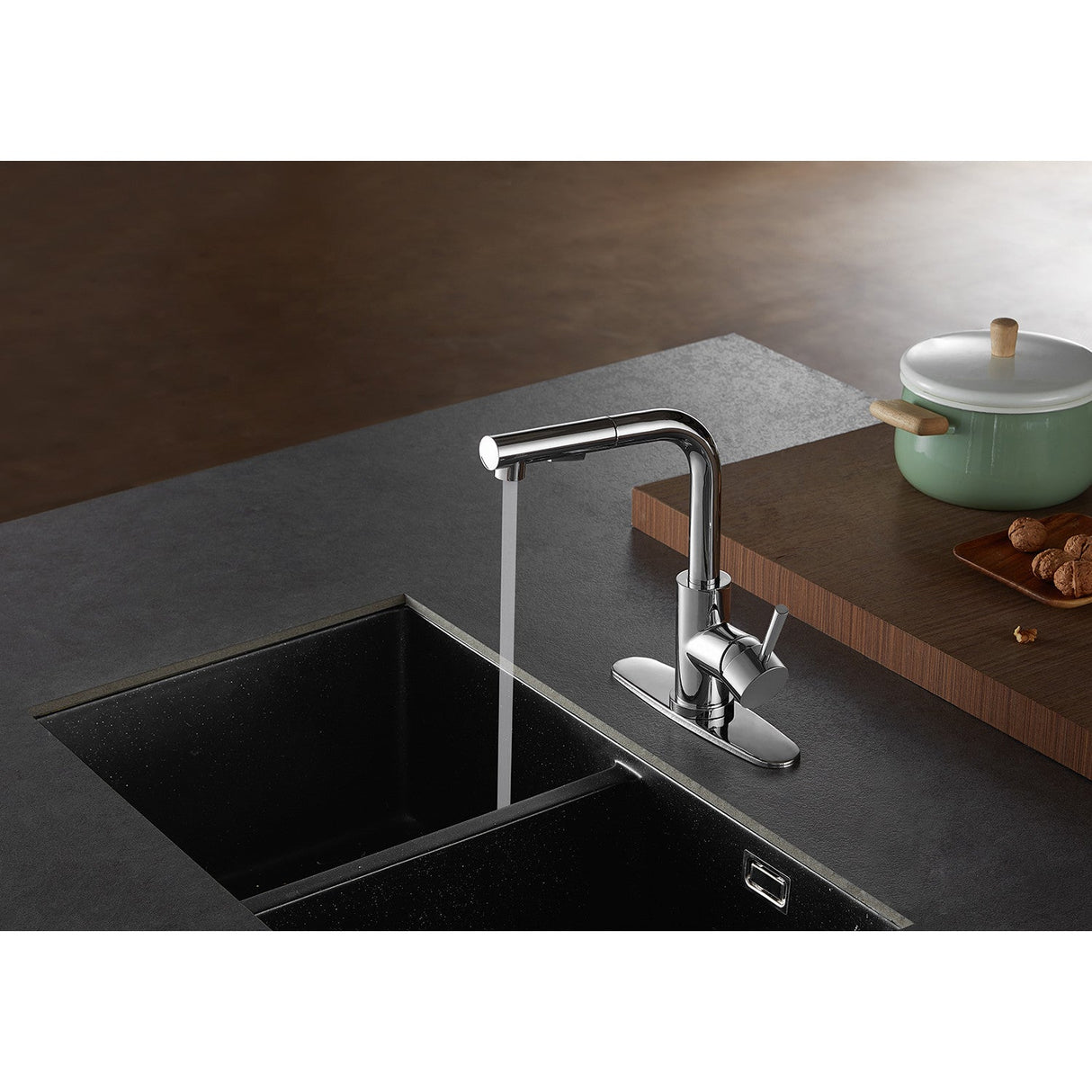 Concord LS2711DL Single-Handle 1-Hole Deck Mount Pull-Out Sprayer Kitchen Faucet, Polished Chrome