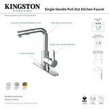 Continental LS2718CTL Single-Handle 1-Hole Deck Mount Pull-Out Sprayer Kitchen Faucet, Brushed Nickel
