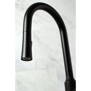 Kaiser LS2720DKL Single-Handle 1-Hole Deck Mount Pull-Down Sprayer Kitchen Faucet, Matte Black