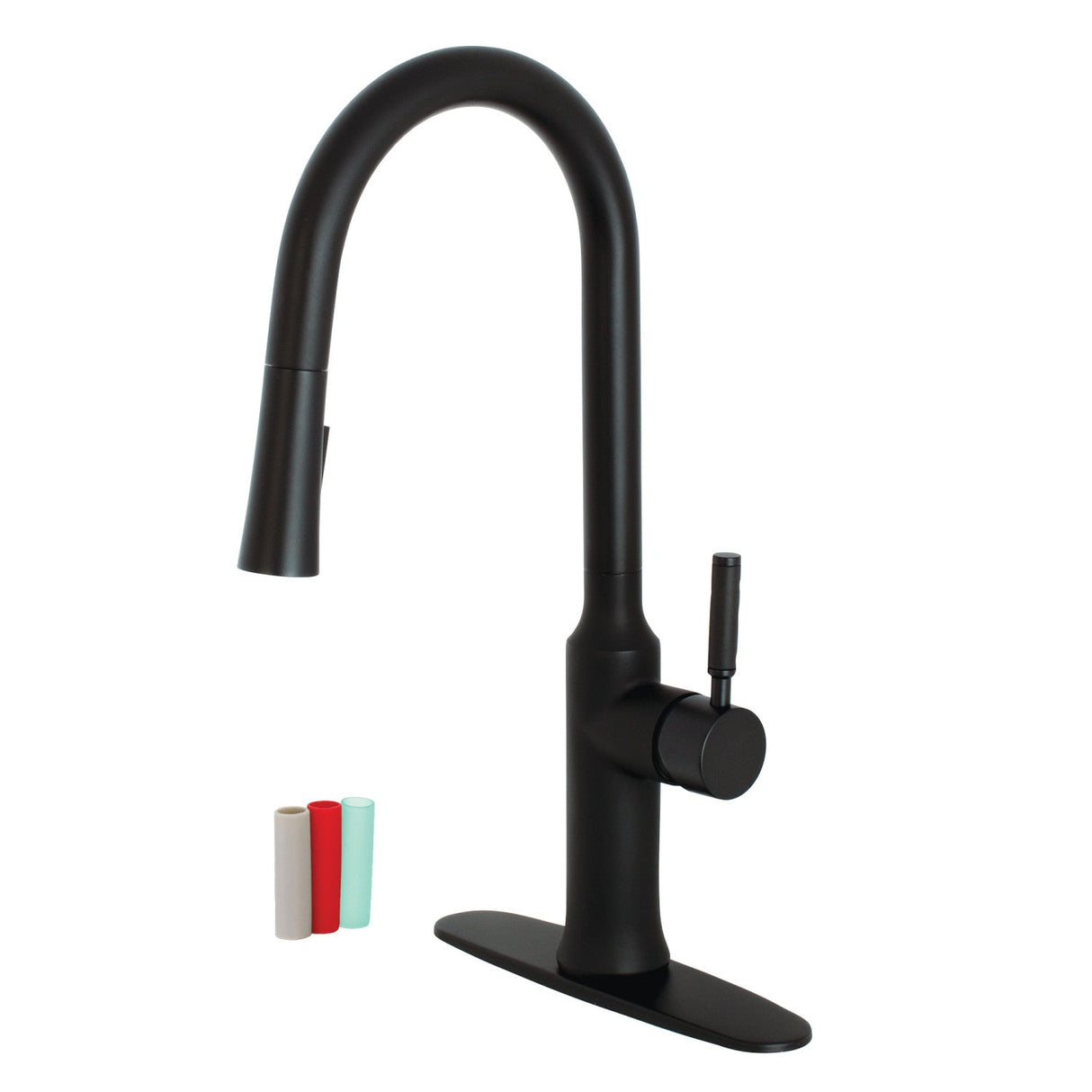Kaiser LS2720DKL Single-Handle 1-Hole Deck Mount Pull-Down Sprayer Kitchen Faucet, Matte Black