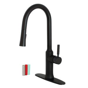 Kaiser LS2720DKL Single-Handle 1-Hole Deck Mount Pull-Down Sprayer Kitchen Faucet, Matte Black