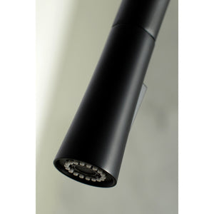 New York LS2720NYL Single-Handle 1-Hole Deck Mount Pull-Down Sprayer Kitchen Faucet, Matte Black