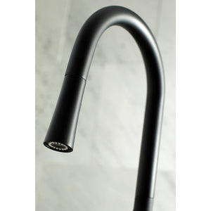 New York LS2720NYL Single-Handle 1-Hole Deck Mount Pull-Down Sprayer Kitchen Faucet, Matte Black
