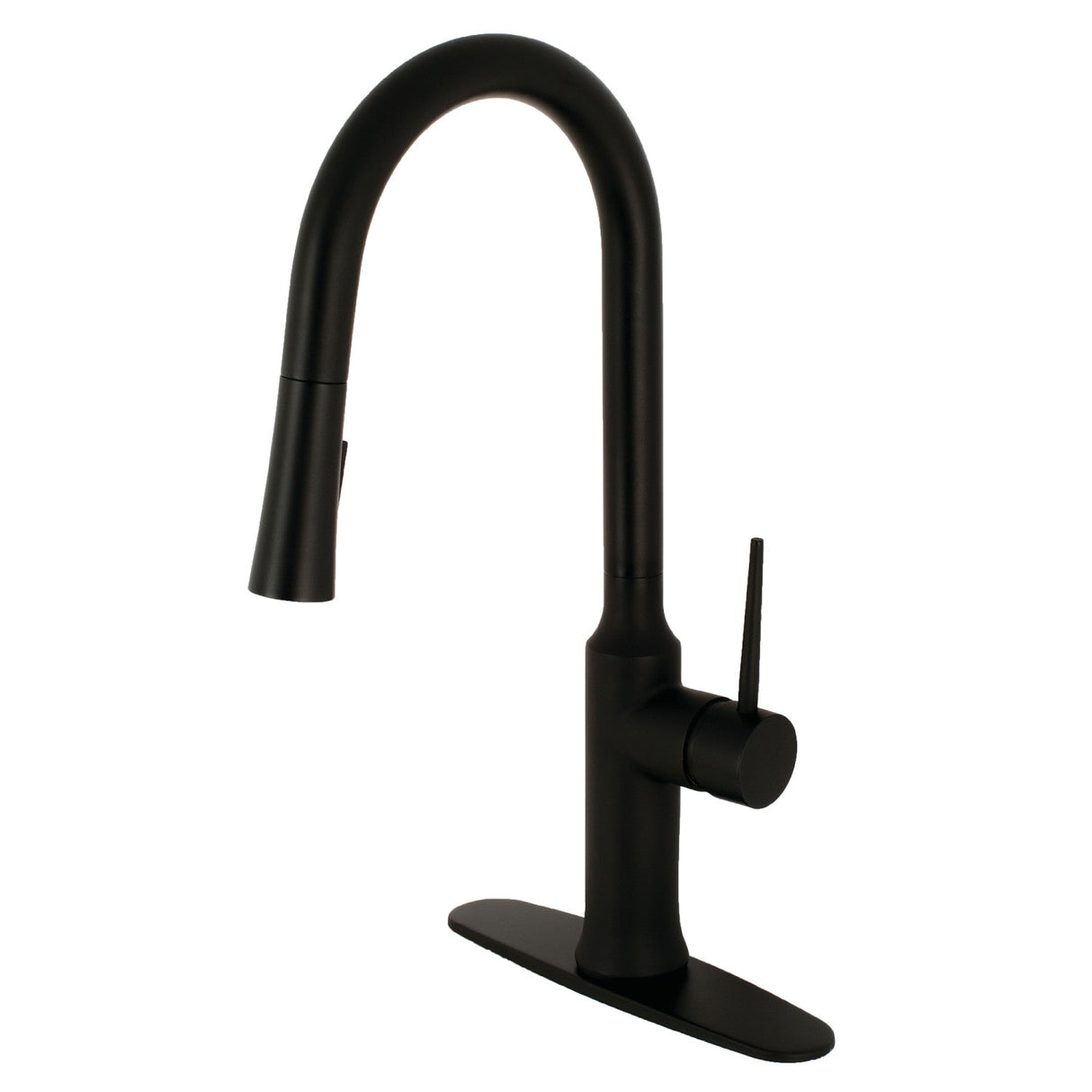 New York LS2720NYL Single-Handle 1-Hole Deck Mount Pull-Down Sprayer Kitchen Faucet, Matte Black