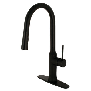 New York LS2720NYL Single-Handle 1-Hole Deck Mount Pull-Down Sprayer Kitchen Faucet, Matte Black