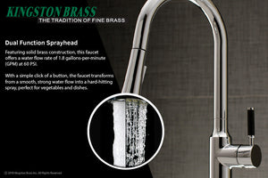 Kaiser LS2721DKL Single-Handle 1-Hole Deck Mount Pull-Down Sprayer Kitchen Faucet, Polished Chrome