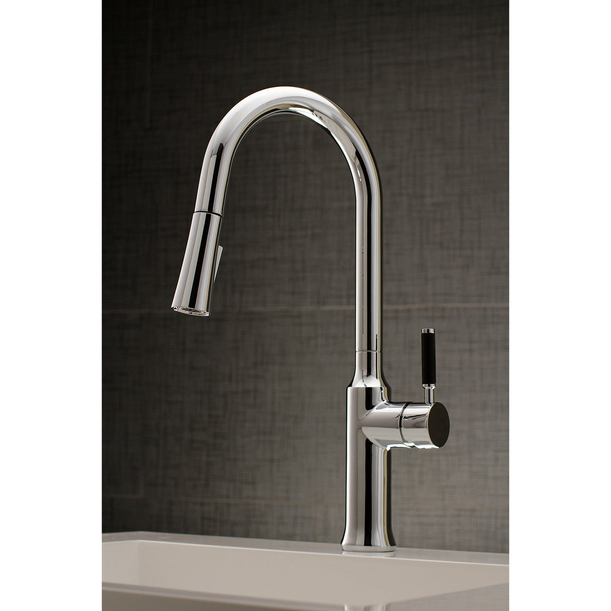 Kaiser LS2721DKL Single-Handle 1-Hole Deck Mount Pull-Down Sprayer Kitchen Faucet, Polished Chrome