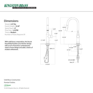 New York LS2721NYL Single-Handle 1-Hole Deck Mount Pull-Down Sprayer Kitchen Faucet, Polished Chrome