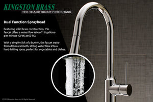 New York LS2721NYL Single-Handle 1-Hole Deck Mount Pull-Down Sprayer Kitchen Faucet, Polished Chrome