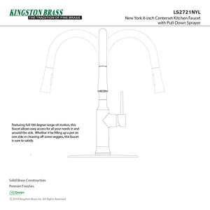 New York LS2721NYL Single-Handle 1-Hole Deck Mount Pull-Down Sprayer Kitchen Faucet, Polished Chrome