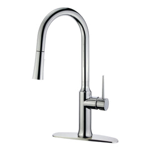 New York LS2721NYL Single-Handle 1-Hole Deck Mount Pull-Down Sprayer Kitchen Faucet, Polished Chrome