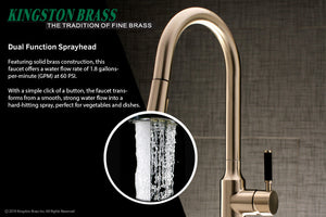 Kaiser LS2728DKL Single-Handle 1-Hole Deck Mount Pull-Down Sprayer Kitchen Faucet, Brushed Nickel