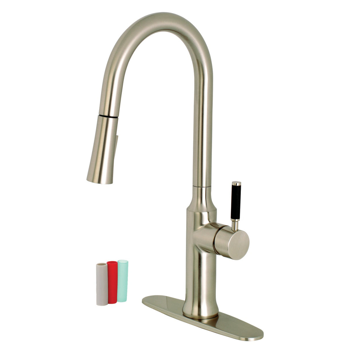 Kaiser LS2728DKL Single-Handle 1-Hole Deck Mount Pull-Down Sprayer Kitchen Faucet, Brushed Nickel