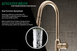 New York LS2728NYL Single-Handle 1-Hole Deck Mount Pull-Down Sprayer Kitchen Faucet, Brushed Nickel