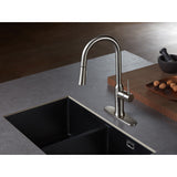 New York LS2728NYL Single-Handle 1-Hole Deck Mount Pull-Down Sprayer Kitchen Faucet, Brushed Nickel