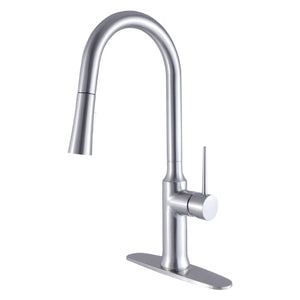 New York LS2728NYL Single-Handle 1-Hole Deck Mount Pull-Down Sprayer Kitchen Faucet, Brushed Nickel