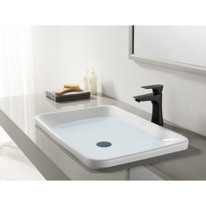 Millennium LS4220XL Single-Handle 1-Hole Deck Mount Bathroom Faucet with Push Pop-Up, Matte Black