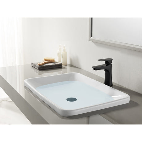 Millennium LS4220XL Single-Handle 1-Hole Deck Mount Bathroom Faucet with Push Pop-Up, Matte Black