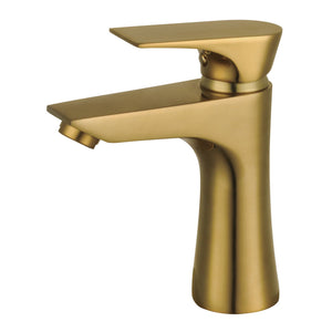Millennium LS4223XL Single-Handle 1-Hole Deck Mount Bathroom Faucet with Push Pop-Up, Brushed Brass