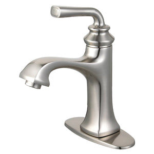 Restoration LS4428RXL Single-Handle 1-Hole Deck Mount Bathroom Faucet with Push Pop-Up, Brushed Nickel