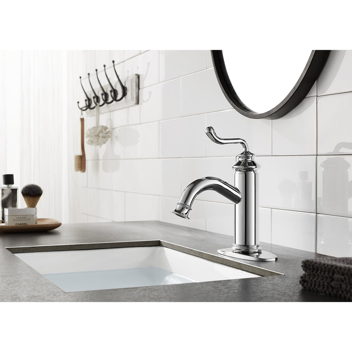 Royale LS5411RL Single-Handle 1-Hole Deck Mount Bathroom Faucet with Push Pop-Up, Polished Chrome