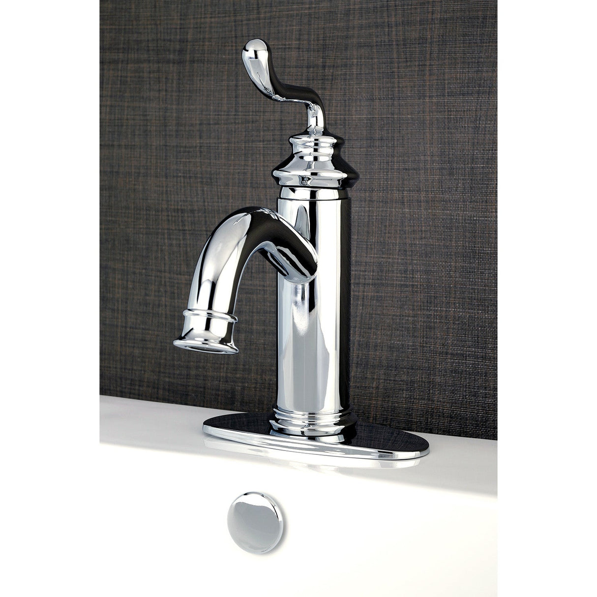Royale LS5411RL Single-Handle 1-Hole Deck Mount Bathroom Faucet with Push Pop-Up, Polished Chrome
