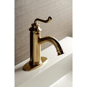 Royale LS5413RL Single-Handle 1-Hole Deck Mount Bathroom Faucet with Push Pop-Up, Brushed Brass