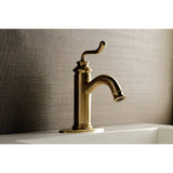 Royale LS5413RL Single-Handle 1-Hole Deck Mount Bathroom Faucet with Push Pop-Up, Brushed Brass