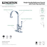 Paris LS8210DPL Single-Handle 1-Hole Deck Mount Bathroom Faucet with Push Pop-Up, Matte Black