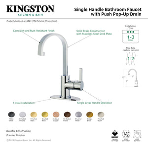 Continental LS8215CTL Single-Handle 1-Hole Deck Mount Bathroom Faucet with Push Pop-Up, Oil Rubbed Bronze