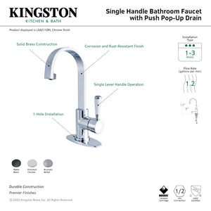 Paris LS8218DPL Single-Handle 1-Hole Deck Mount Bathroom Faucet with Push Pop-Up, Brushed Nickel