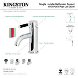 Kaiser LS8227DKL Single-Handle 1-Hole Deck Mount Bathroom Faucet with Push Pop-Up, Matte Black/Polished Chrome