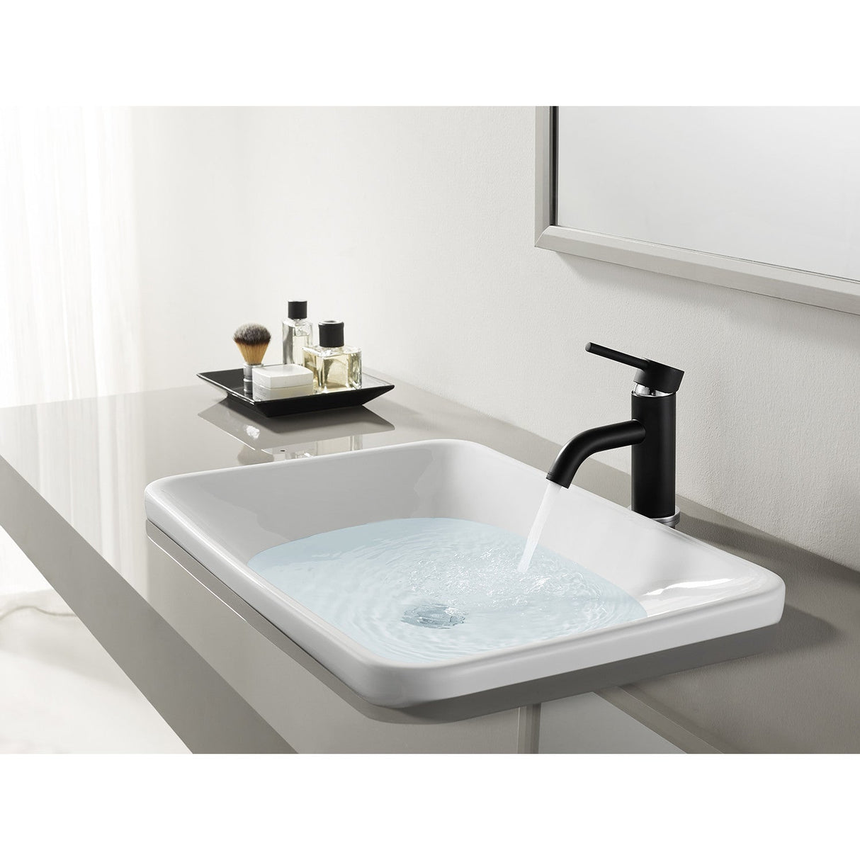 Concord LS8227DL Single-Handle 1-Hole Deck Mount Bathroom Faucet with Push Pop-Up, Matte Black/Polished Chrome