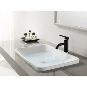 Concord LS8227DL Single-Handle 1-Hole Deck Mount Bathroom Faucet with Push Pop-Up, Matte Black/Polished Chrome