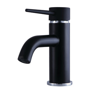 New York LS8227NYL Single-Handle 1-Hole Deck Mount Bathroom Faucet with Push Pop-Up, Matte Black/Polished Chrome