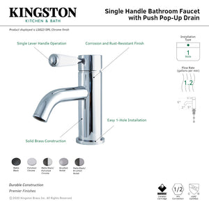 Paris LS8228DPL Single-Handle 1-Hole Deck Mount Bathroom Faucet with Push Pop-Up, Brushed Nickel