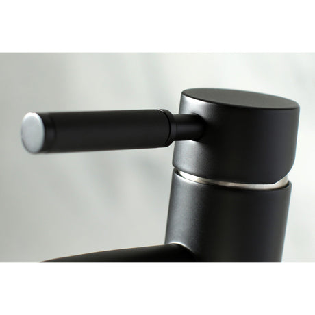 Kaiser LS8229DKL Single-Handle 1-Hole Deck Mount Bathroom Faucet with Push Pop-Up, Matte Black/Brushed Nickel