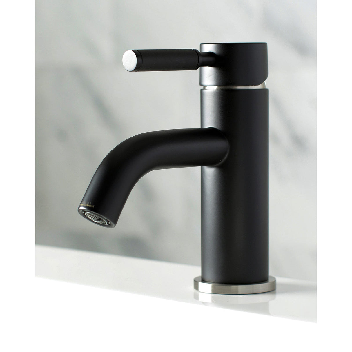 Kaiser LS8229DKL Single-Handle 1-Hole Deck Mount Bathroom Faucet with Push Pop-Up, Matte Black/Brushed Nickel