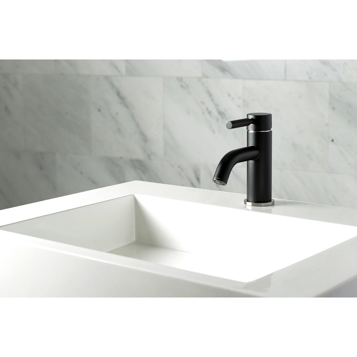 Kaiser LS8229DKL Single-Handle 1-Hole Deck Mount Bathroom Faucet with Push Pop-Up, Matte Black/Brushed Nickel