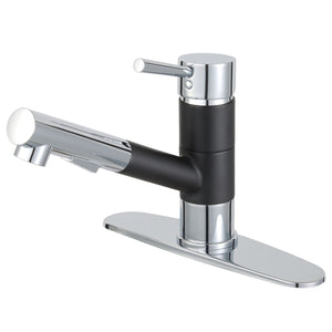 Concord LS8407DL Single-Handle 1-Hole Deck Mount Pull-Out Sprayer Kitchen Faucet, Matte Black/Polished Chrome
