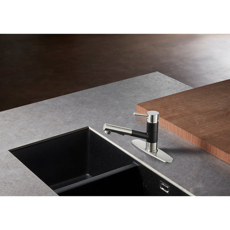Concord LS8409DL Single-Handle 1-Hole Deck Mount Pull-Out Sprayer Kitchen Faucet, Matte Black/Brushed Nickel