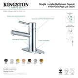 Concord LS8420DL Single-Handle 1-Hole Deck Mount Bathroom Faucet with Push Pop-Up, Matte Black