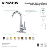 Concord LS8438DL Single-Handle 1-Hole Deck Mount Bathroom Faucet with Push Pop-Up, Brushed Nickel