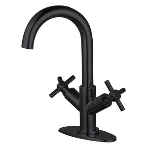 Concord LS8450JX Two-Handle 1-Hole Deck Mount Bathroom Faucet with Push Pop-Up, Matte Black