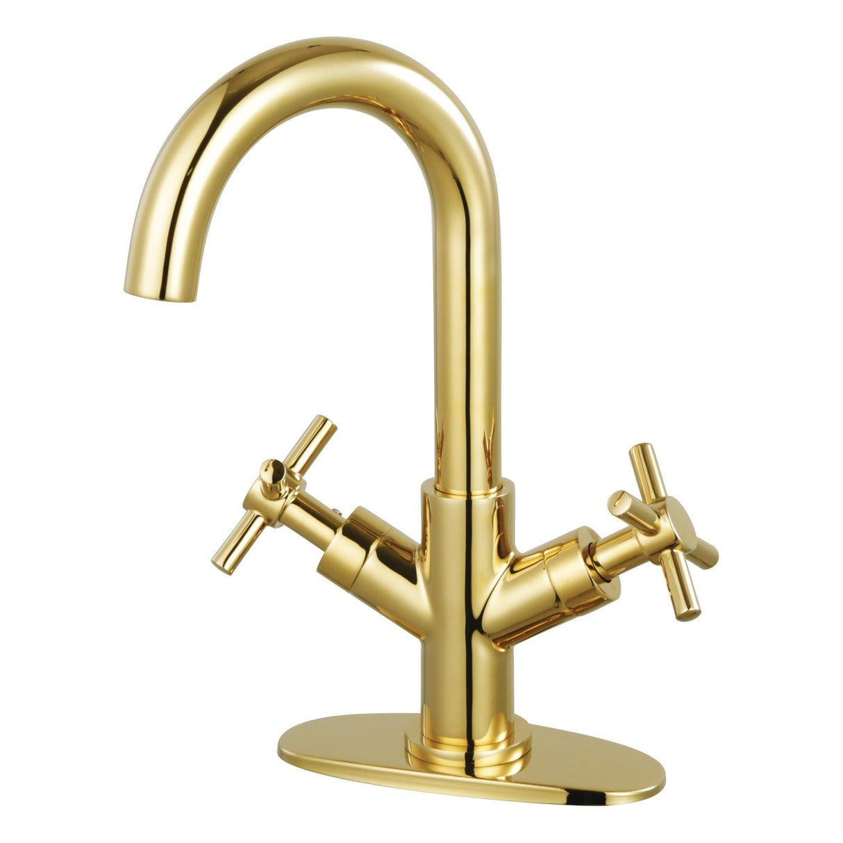 Concord LS8452JX Two-Handle 1-Hole Deck Mount Bathroom Faucet with Push Pop-Up, Polished Brass