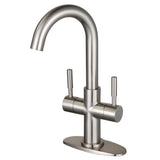 Concord LS8458DL Two-Handle 1-Hole Deck Mount Bathroom Faucet with Push Pop-Up, Brushed Nickel