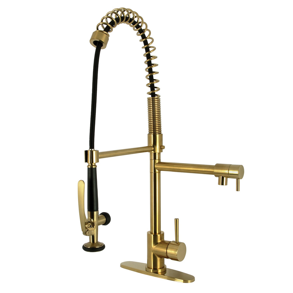 Concord LS8503DL Single-Handle 1-Hole Deck Mount Pre-Rinse Kitchen Faucet, Brushed Brass