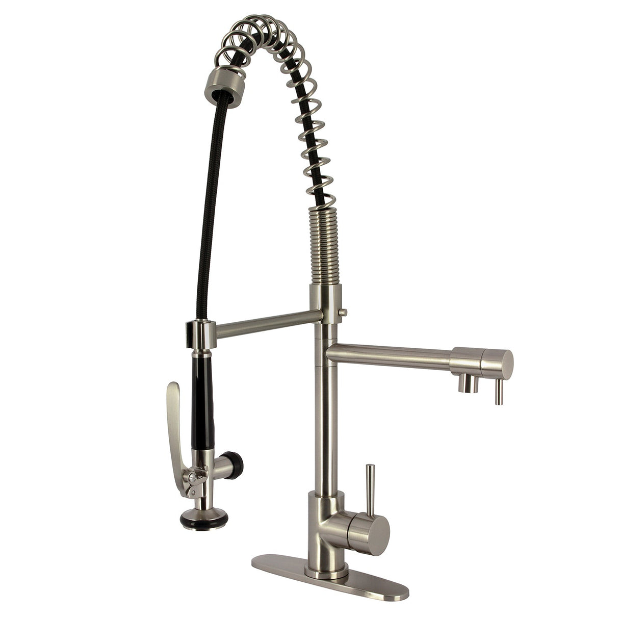Concord LS8508DL Single-Handle 1-Hole Deck Mount Pre-Rinse Kitchen Faucet, Brushed Nickel